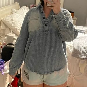 Denim ballon sleeve shirt